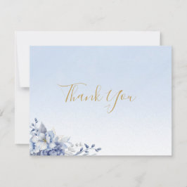 Elegant Powder Blue & Gold Floral Wedding  Bedankkaart
