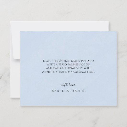 Elegant Powder Blue & Gold Floral Wedding  Bedankkaart (Achterkant)