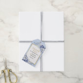 Elegant Powder Blue & Gold Floral Wedding Cadeaulabel (Met Touw)