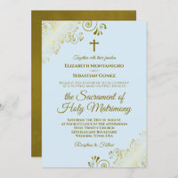 Elegant Powder Blue & Gold Modern katholieke bruil