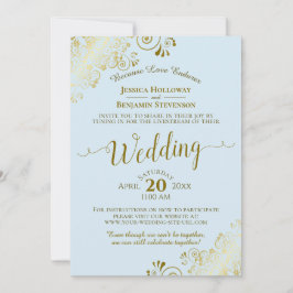 Elegant Powder Blue & Gold Wedding Livestream Kaart