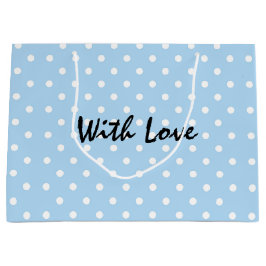 Elegant powder Blue Polka stip Pattern with Love Groot Cadeauzakje
