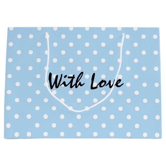 Elegant powder Blue Polka stip Pattern with Love Groot Cadeauzakje (Voorkant)