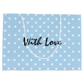 Elegant powder Blue Polka stip Pattern with Love Groot Cadeauzakje (Achterkant)