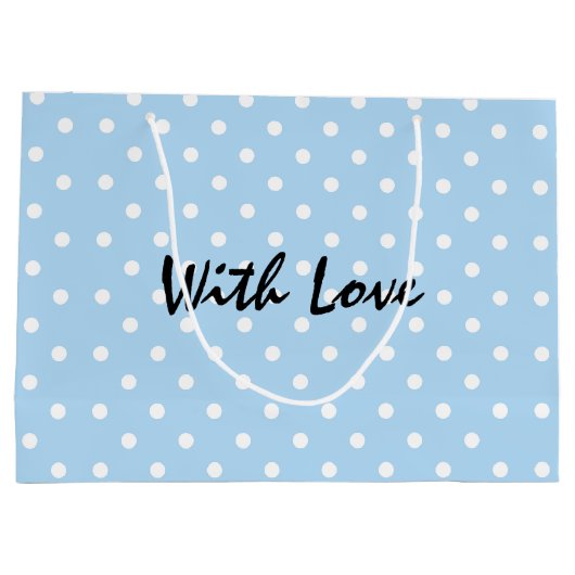 Elegant powder Blue Polka stip Pattern with Love Groot Cadeauzakje (Achterkant)