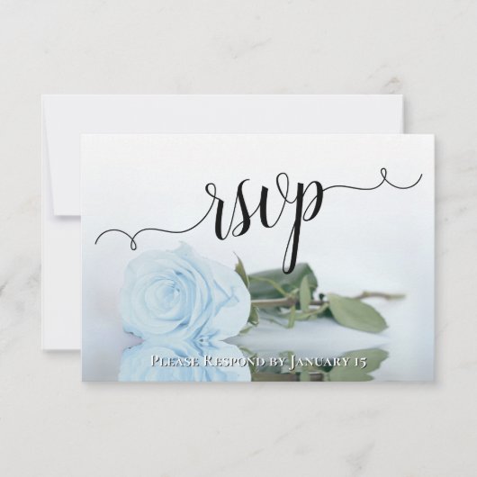 Elegant Powder Blue Reflecterende Roos Chic Weddin RSVP Kaartje (Voorkant)
