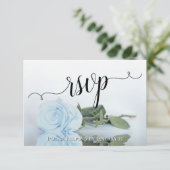Elegant Powder Blue Reflecterende Roos Chic Weddin RSVP Kaartje (Staand voorkant)
