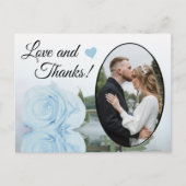 Elegant Powder Blue Roos Wedding Love & Bedankt Briefkaart (Voorkant)