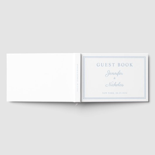 Elegant Powder Blue Script Wedding Gastenboek (Volledig)