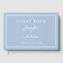 Elegant Powder Blue Script Wedding Gastenboek