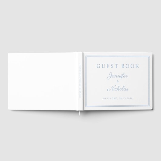 Elegant Powder Blue Script Wedding Gastenboek (Volledig)