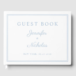 Elegant Powder Blue Script Wedding Gastenboek
