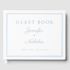 Elegant Powder Blue Script Wedding Gastenboek