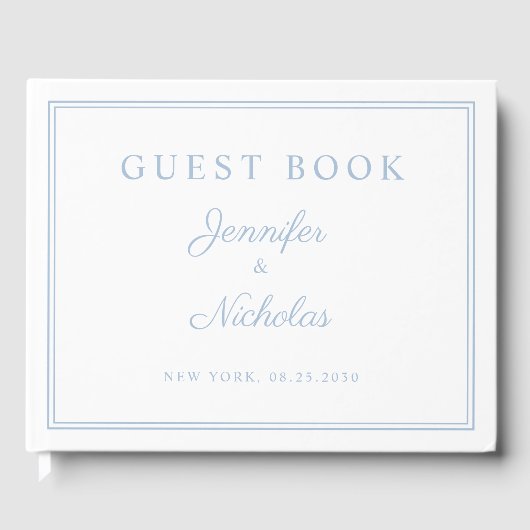 Elegant Powder Blue Script Wedding Gastenboek (Voorkant)