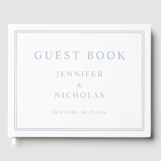 Elegant Powder Blue Wedding Gastenboek (Voorkant)
