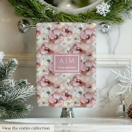 Elegant Powder Pink and Gold Flowers Bath Towels Bad Handdoek