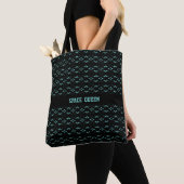 Elegant prachtig zwart en Blauwgroen Tote Bag (Dichtbij)