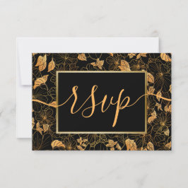 Elegant Prachtig Zwart & Goud Loof RSVP