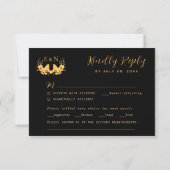 Elegant Prachtig Zwart & Goud Loof RSVP (Achterkant)