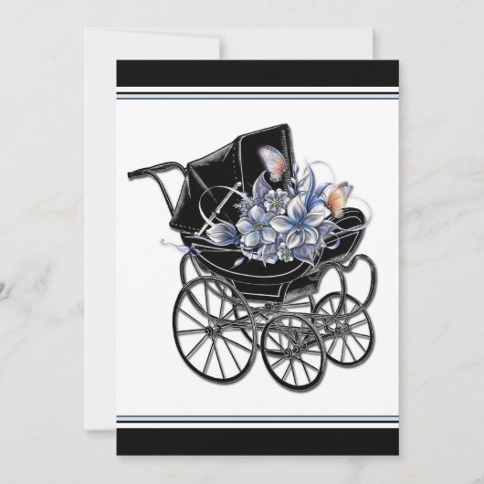 Elegant Pram Baby shower Kaart (Voorkant)