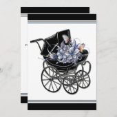 Elegant Pram Baby shower Kaart (Voorkant / Achterkant)