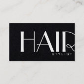 Elegant Premium Black & White Haarstylist Visitekaartje (Voorkant)