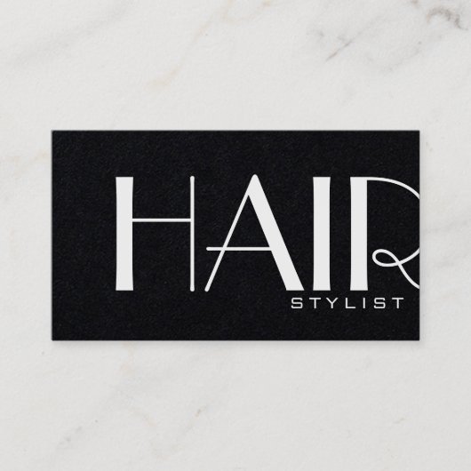 Elegant Premium Black & White Haarstylist Visitekaartje (Voorkant)