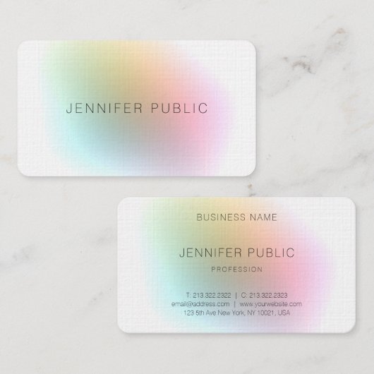 Elegant Premium Linen Moderne Colorful Sjabloon Visitekaartje (Voorkant / Achterkant)