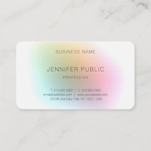 Elegant Premium Linen Moderne Colorful Sjabloon Visitekaartje (Achterkant)