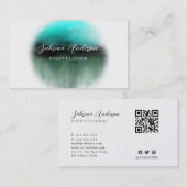 Elegant Premium Pearl Blue Waterverf Abstract Visitekaartje (Voorkant / Achterkant)