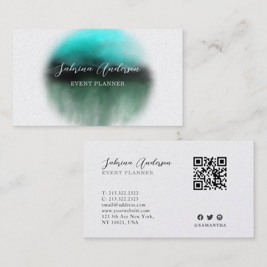 Elegant Premium Pearl Blue Waterverf Abstract Visitekaartje (Voorkant / Achterkant)