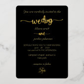 elegant Premium Real Gold Elegant Monogram Black Folie Uitnodiging (Voorkant)
