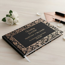 Elegant Premium Zwart Bloemmotief Roze Gouden Trou
