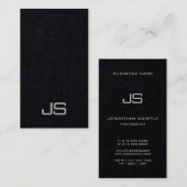 Elegant Premium zwart modern monogram verticaal Visitekaartje (Voorkant / Achterkant)