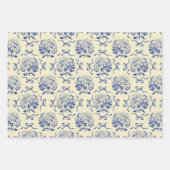 Elegant Preppy Blauw Beige Hortensia Boog Patroon Inpakpapier Vel (Voorkant 2)