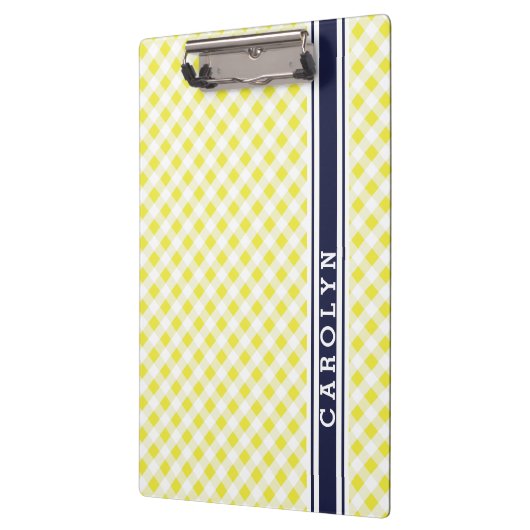 elegant preppy geel het patroonmonogram van de klembord (Links)