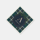 Elegant Preppy Plaid Monogram Kerstmis Servet (Hoek)