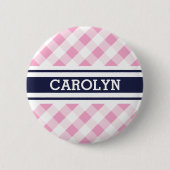 elegant preppy roze het patroonmonogram van de ronde button 5,7 cm (Voorkant)