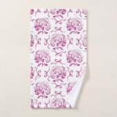Elegant Preppy Roze Hydrangea Bow Toile Patroon Bad Handdoek (Handdoek)