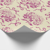 Elegant Preppy Roze Hydrangea Bow Toile Patroon Cadeaupapier (Hoek)