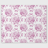 Elegant Preppy Roze Hydrangea Bow Toile Patroon Cadeaupapier (Vlak)