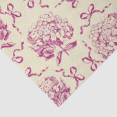 Elegant Preppy Roze Hydrangea Bow Toile Patroon Tissuepapier (Detail)