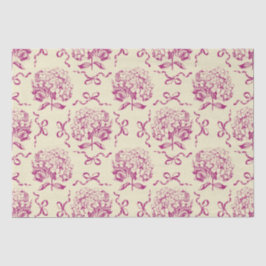 Elegant Preppy Roze Hydrangea Bow Toile Patroon Tissuepapier