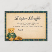 Elegant Preppy Teddy Bear Diapper Raffle Informatiekaartje (Voorkant)