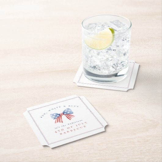 Elegant Preppy USA Bow - 4 juli BBQ Kartonnen Onderzetters (Insitu)