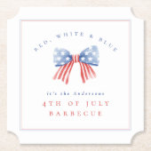 Elegant Preppy USA Bow - 4 juli BBQ Kartonnen Onderzetters (Voorkant)