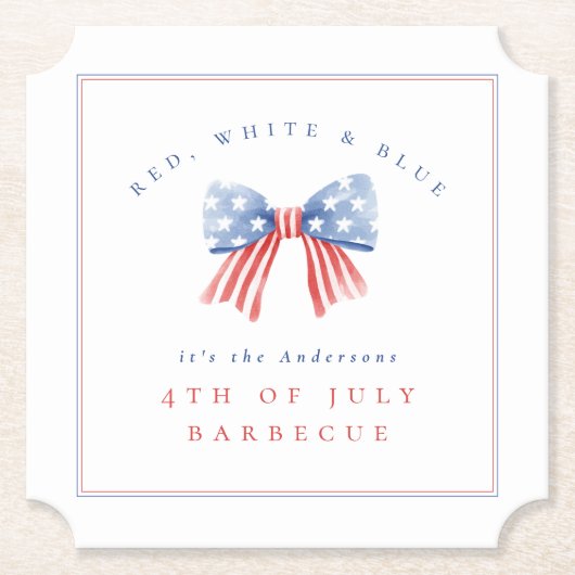 Elegant Preppy USA Bow - 4 juli BBQ Kartonnen Onderzetters (Voorkant)
