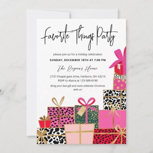 Elegant Presents Favorite Things Party Holiday In Kaart (Voorkant)