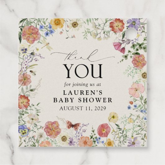 Elegant Pressed Flowers Waterverf Dank u Bedankjes Labels (Achterkant)