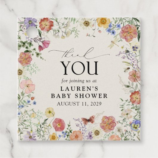 Elegant Pressed Flowers Waterverf Dank u Bedankjes Labels (Voorkant)